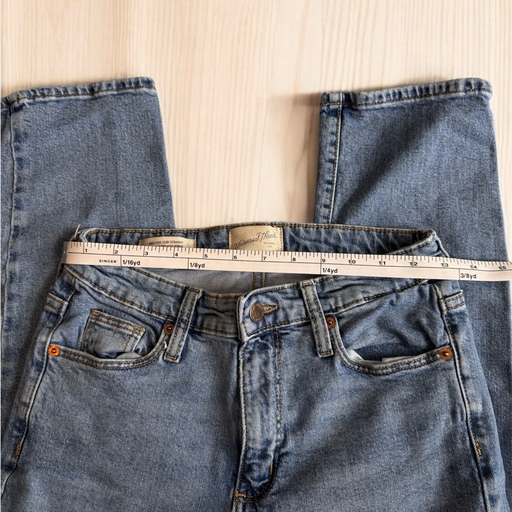 High rise slim straight jeans